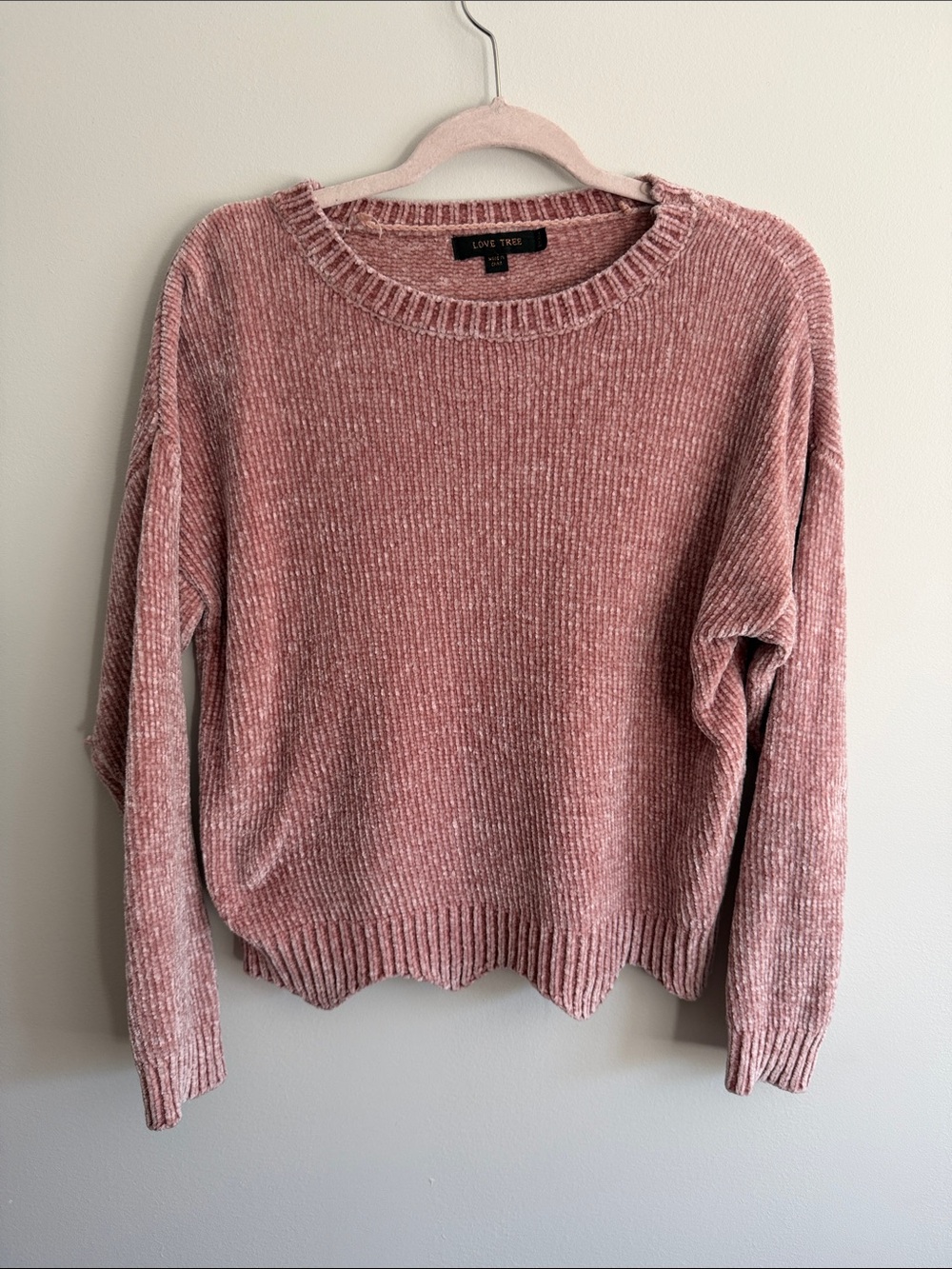 Love Tree Cozy Blush Chenille Crewneck Sweater